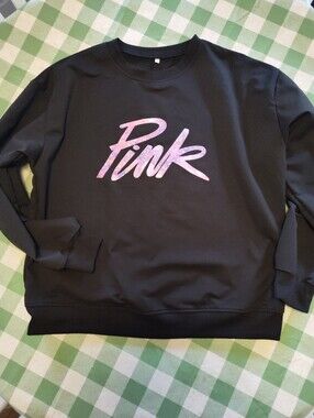 PINK  Black Crewneck Long sleeve with Pink Script Size XL